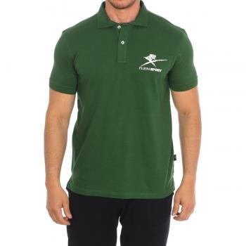 Plein Sport Men's Short-Sleeved Polo Shirt - Green Cotton, Size Small