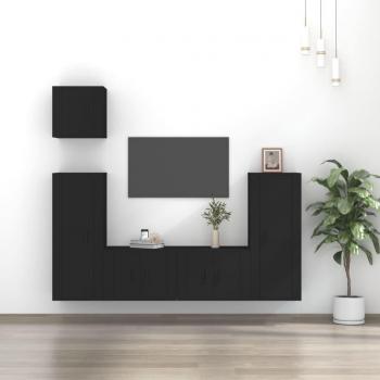 Set de muebles para TV 5 piezas madera contrachapada negro Vidaxl