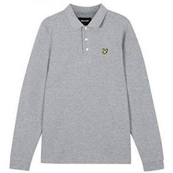 Lyle & Scott Long Sleeve Polo Shirt LP400VOG in Mid Grey