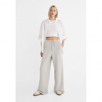 Soft-Touch Grey Palazzo Trousers - Size L