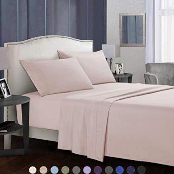 SaDiao Juego de Ropa de Cama de 4 Piezas, Suave Microfibra cepillada, Bolsillos Profundos con sábana Bajera, Hoja Plana con 2 Fundas de Almohada, Pliegues, Antimanchas