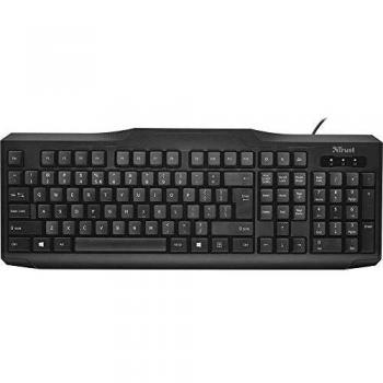 Teclado Trust ClassicLine QWERTZ, cableado, resistente al agua, teclas silenciosas, USB, diseño alemán