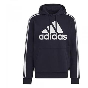 Sudadera con capucha de felpa adidas Essentials 3-Stripes Logo Legend Ink / Blanco