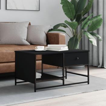 Mesa de centro de madera de ingeniería 85,5x51x45 cm en color negro, roble sonoma y roble ahumado - Mesita de salón o comedor auxiliar