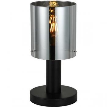 Lámpara de escritorio moderna Sardo Negra - Lámpara de mesa moderna negra 1 luz con pantalla ahumada, E27 - Italux