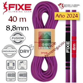 Cuerda Pedraforca 8.8mm FULL DRY Fusion (Violeta) - 40m - Triple homologación - Fixe