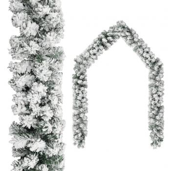 Flocked Snow Green Christmas Garland 10 m PVC