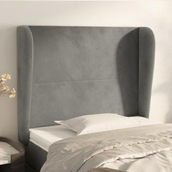 Cabecero de oreja gris claro 83x23x118/128 cm en terciopelo