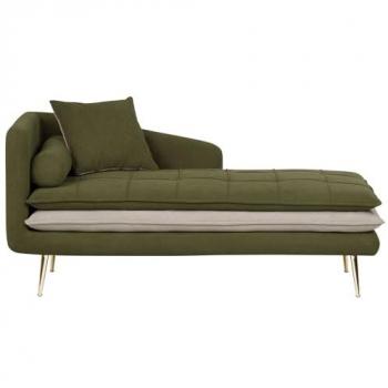 Chaise Longue Acolchada Gruesa de Tela Verde Gonesse Izquierda