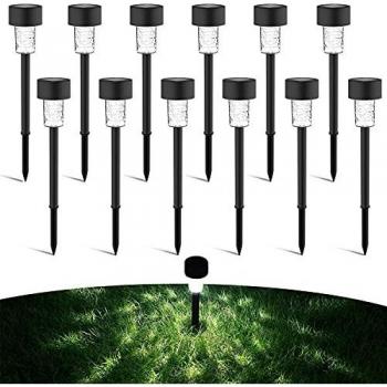 Luces solares led exterior jardin, Aigostar 12 Pcs Lamparas solares Jardín, resistente al agua IP44. Recomendado para jardines o terrenos blandos donde colocarlo