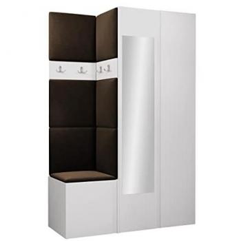 Conjunto de Recibidor Hartford 350, Aglomerado Laminado, Espejo, Montaje en Pared, Blanco/Marrón, 186x116x44cm