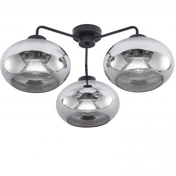 Lámpara de techo Lindby Navidia moderna en negro, con pantalla de vidrio humo, fabricada en metal, para salón y comedor, 3 llamas E27