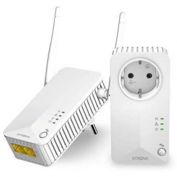 Strong Powerline 600 Wi-Fi Kit V2, Adaptador de Comunicación por Línea Eléctrica (PLC), 600 Mbit/s, con Extensor Wi-Fi Integrado, Pack de 2 Unidades,