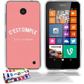 MUZZANO-Carcasa ultrafina para NOKIA LUMIA 635 ultrafina, diseño con mensaje Je suis compliquee protección contra los impactos, ELEGANTE, resistente, 1 lápiz óptico y 1 gamuza de limpieza MUZZANO