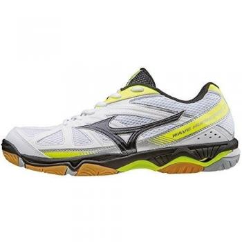 Mizuno Wave Hurricane, Zapatillas de Voleibol Hombre, Multicolor White Black Safetyyellow, 46 EU