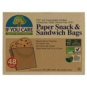 Bolsa de Papel para Galletas y Sandwich Bio 48 If You Care - Bolsas de papel biodegradables, aptas para alimentos, paquete de 48 unidades