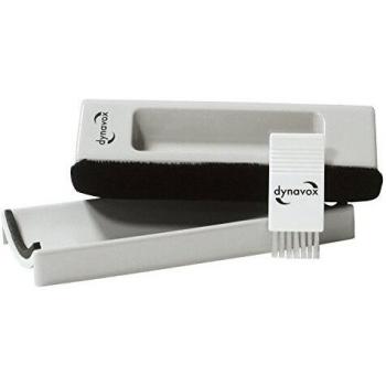 Dynavox Puk de Limpieza de Discos de Terciopelo para Limpieza con Acolchado de Terciopelo, Incluye Cepillo de Nylon, Color Gris