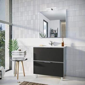 CONSTANKITCHEN Mueble baño 100% Aluminio Inoxidable Modelo Mara 2 cajones de Aluminio con Freno. Varias Medidas con 10 Colores a Elegir. No Incluye Espejo ni Lavabo. Fabricado EN ESPAÑA.