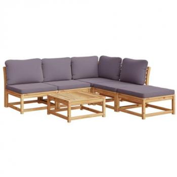 6-Piece Acacia Solid Wood Garden Lounge Set with Cushions