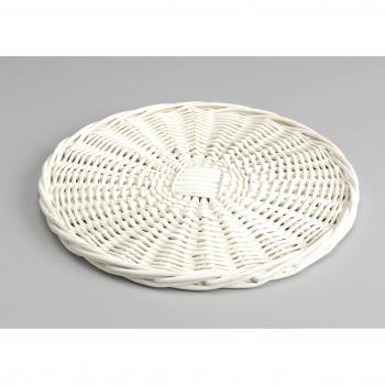 Salvamanteles de plato, redondo blanco decorativo de mimbre