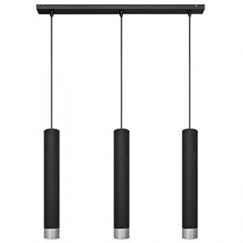 Lámpara de Techo Colgante Recta Tuba 60cm Negra y Cromada