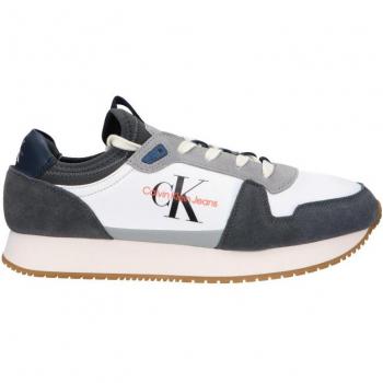 Zapatillas de deporte para hombre Calvin Klein YM0YM00553 - Estilo moderno, cómodas, color gris mercurio con detalles en naranja coral