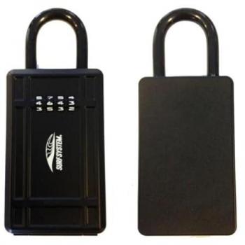 Candado de combinación Surf System Ks01 Negro - Código reajustable, grillete, diseñado para surfers, deportes y agentes inmobiliarios, ideal para seguridad de llave de casa/coche
