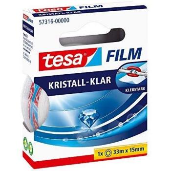 Cinta adhesiva TESA Tesafilm® cristal transparente, 15 mm x 33 m, polipropileno (PP), fuerte y resistente