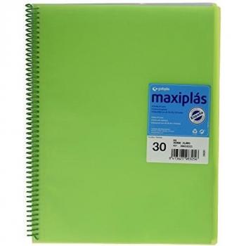 Grafoplás 39833020－Carpeta 30 fundas A4 de espiral con sobre. Color verde. Modelo Maxiplás