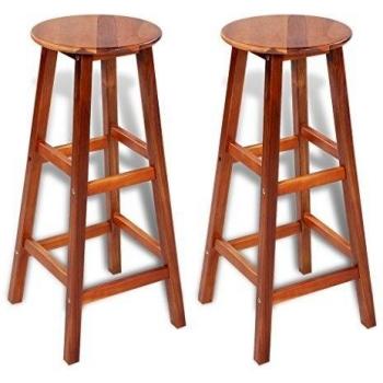 vidaXL Taburetes Modelo Altos de Bar y de Material Madera de Acacia Pack de 2 Unidades
