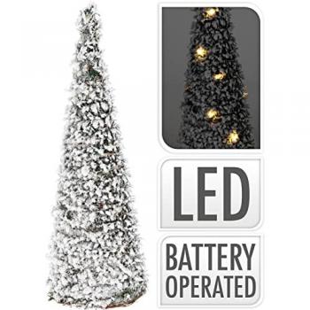 Árbol de Navidad de Ratán Natural con 20 Luces LED Efecto Nevado 40 cm