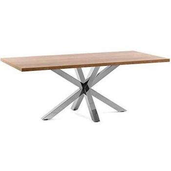 Kave Home - Mesa de Comedor Argo Rectangular 160 x 100 cm de melamina y Patas de Acero Inoxidable