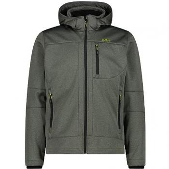 Men's Olive Softshell Jacket with Hood - Windproof and Water-Resistant