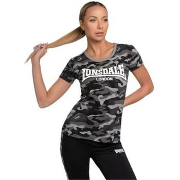 Lonsdale London Settiscarth T-Shirt Grey Camo, Short Sleeve, Size XL, Female