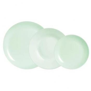Vajilla Opal Diwali Paradise 18 Piezas - 6 Personas Verde Brillo - Fácil de Limpiar y Resistente al Microondas y Frigorífico