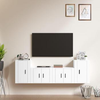 Set de muebles para TV 4 piezas madera contrachapada blanco Vidaxl