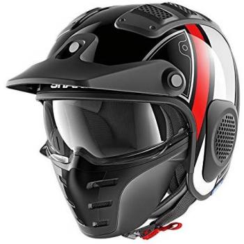 Shark Casco Jet x-drak Terrence Negro Blanco Rojo KWR talla L