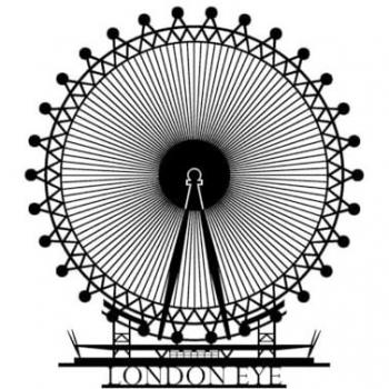 Decoración de Metal London Eye Epikasa, Negro, 60x0,15x68 cm