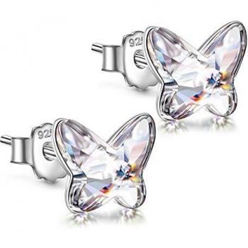 ANGEL NINA Joyas para niñas Pendientes de plata para mujer regalos originales para mujer Pendientes de cristal para mujer Pendientes de niña Pendientes de plata 925 Regalos para su novia Regalos