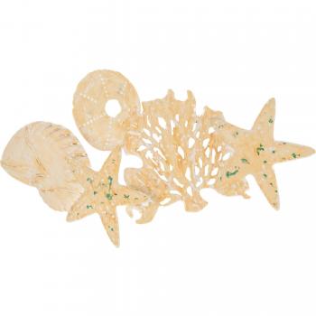 HOMCOM Decoración de Pared de Metal 3D Motivos Marineros Conchas Estrella de Mar Coral Adornos Metálicos Arte Multicolor 66x30,5 cm para Salón Dormitorio Oficina