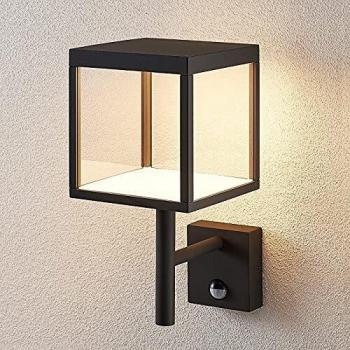 Aplique LED para exterior Cube grafito con sensor - Lámpara de pared exterior moderna en negro, hecha de aluminio, 1 llama, ideal para fachada y casa