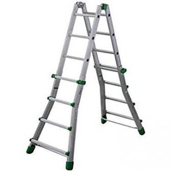 Escalera Telescópica de Aluminio Facal Eurobriko 4+4 Peldaños EN 131, Capacidad 150 kg, Altura Máxima 4.9 m