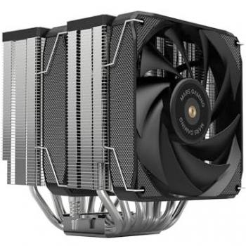 Disipador CPU Doble Torre Mars Gaming Mcpu-xu9, TDP 400W, 2 Ventiladores Híbridos FDB, 9 Heatpipes BPH, Color Negro