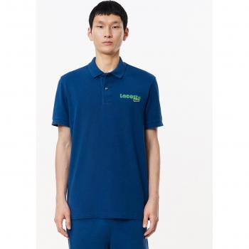 Polo Lacoste L.12.12 Original de hombre con efecto lavado en piqué de algodón, manga corta, color azul marino, talla XL