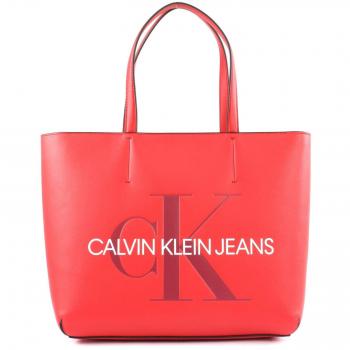 Calvin Klein - Sculpted Monogram E/w Tote29, Bolsos totes Mujer, Rojo