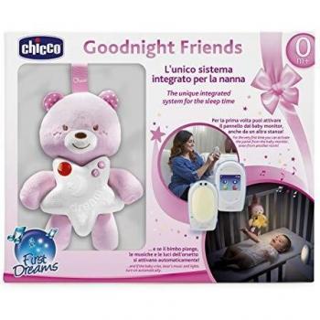 Chicco Good Night - Vigilabebés de audio con panel de cuna y luz antioscuridad, activación por voz, 330 metros alcance, color rosa