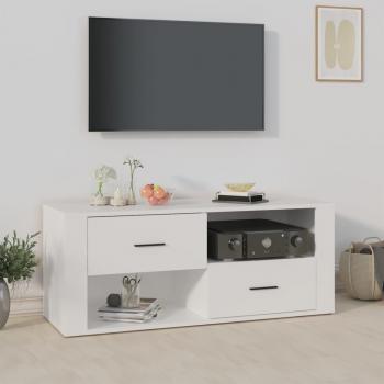 Mueble de TV madera contrachapada blanco 100x35x40 cm