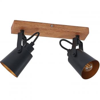 Lindby Kimban foco de techo moderno de madera marrón con 2 luces E14 para salón y comedor