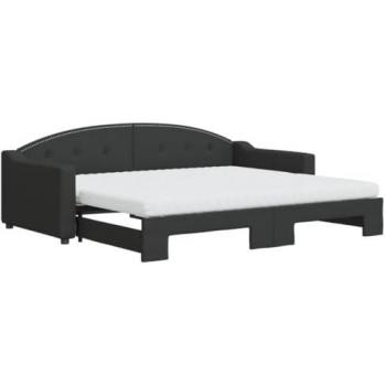 Sofá cama nido con colchón tela negro 90x200 cm