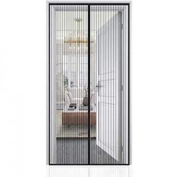 Auxmir Mosquitera Puerta Magnetica, 90x210cm, Hecha de Malla de Poliéster, Cierre Automático, Evita Paso de Insectos, Mosquitera Puerta, para Puerta Corredera, Puerta de Balcón, y de Habitación, Negro